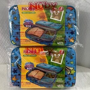 Lot of 2 Nuby Stars Kids Insulated Bento Lunch Box with Reusable Ice Pack